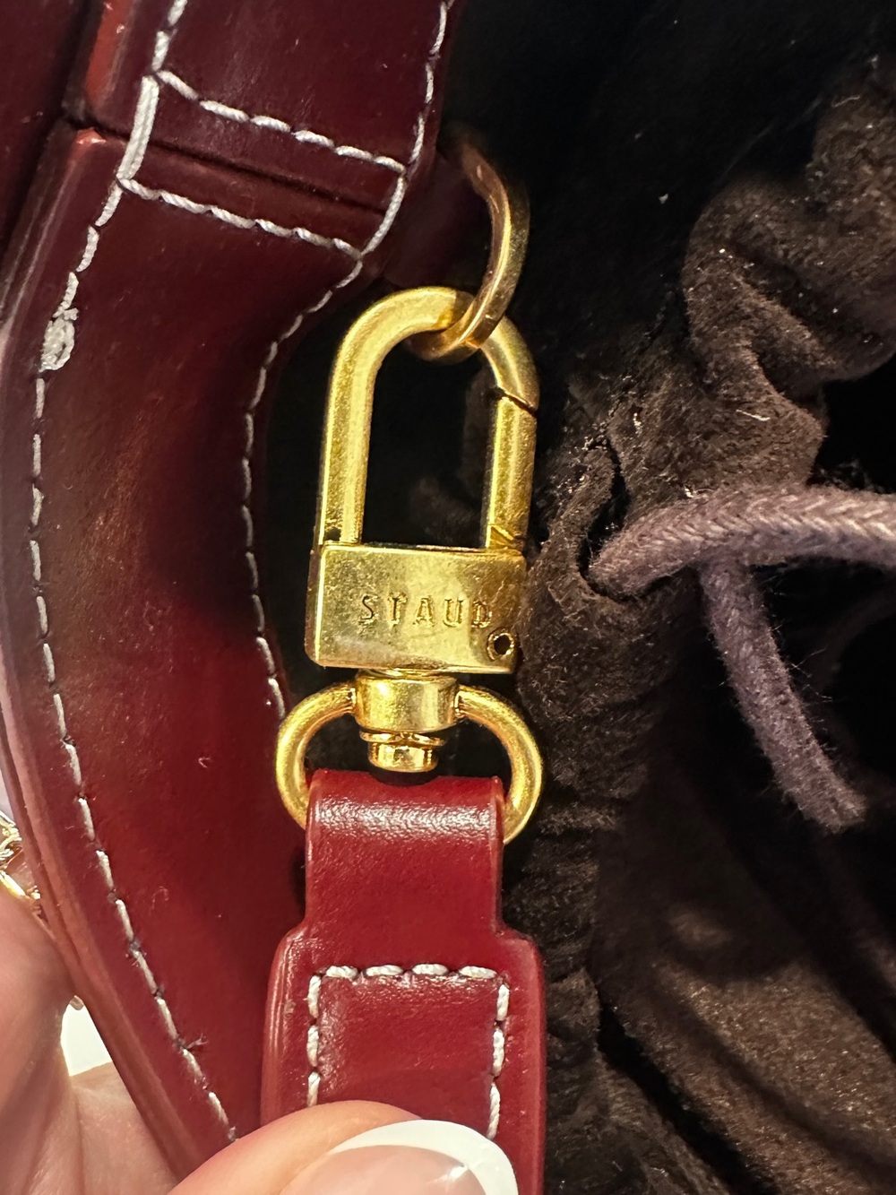 NEW STAUD Red Leather Bucket Bag - Picture 7 of 8